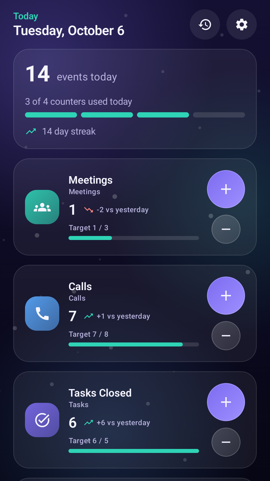 Simple Count Business app interface